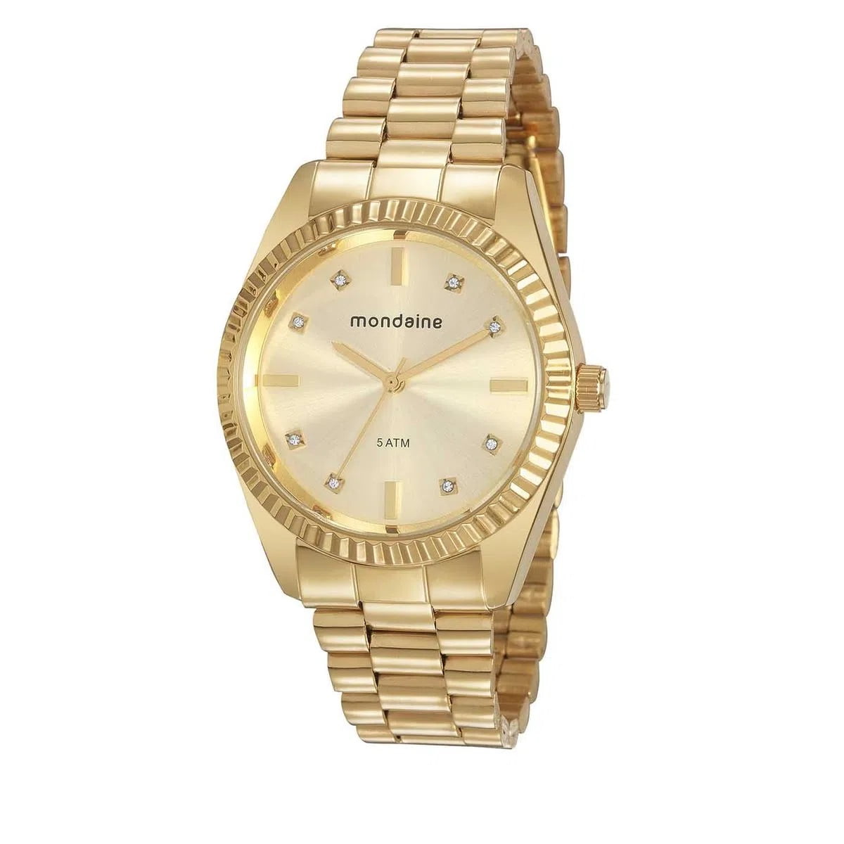 Relógio Mondaine Feminino Cristais Dourado á Prova D'água 76768LPMVDE2