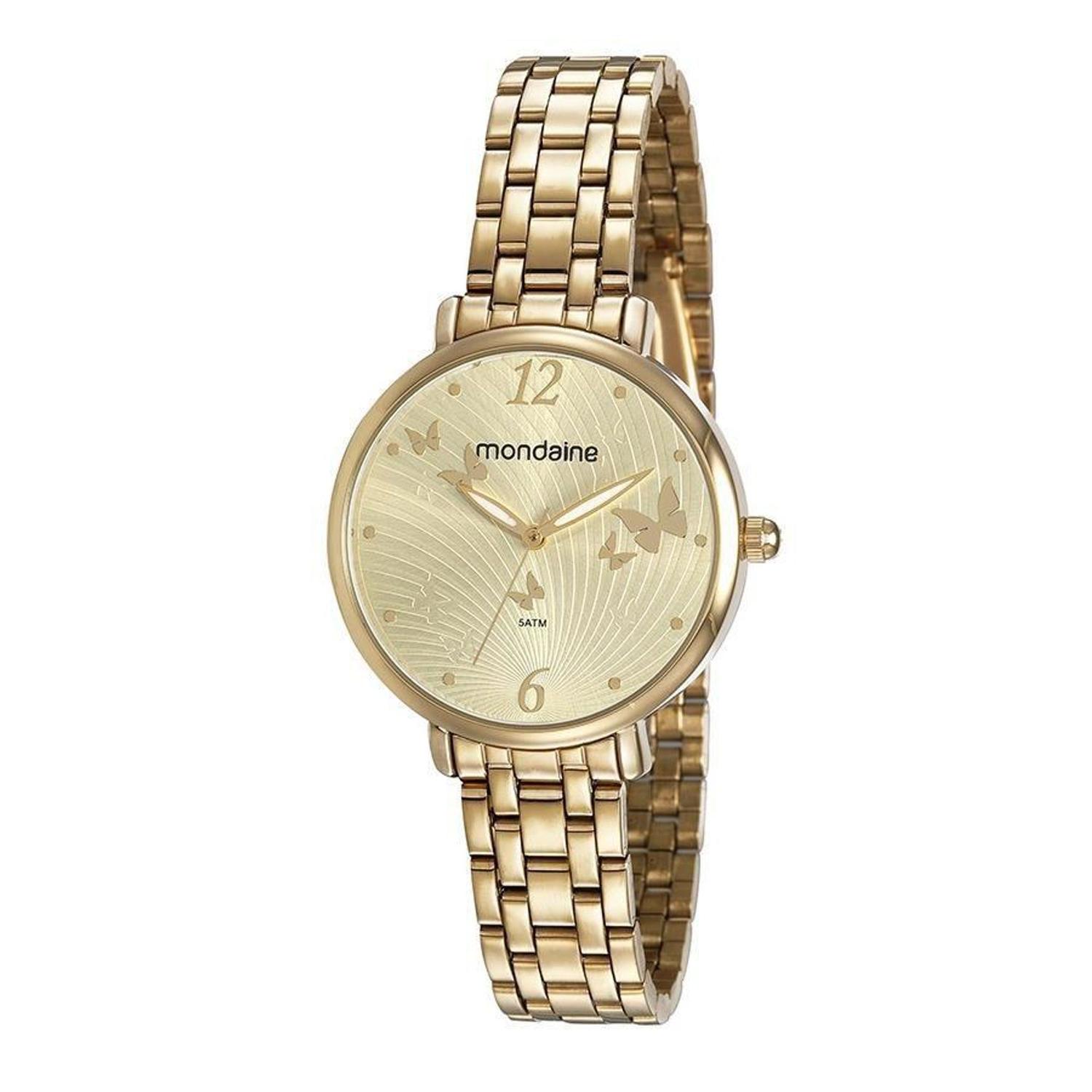 Relógio Mondaine Feminino Dourado Borboletas 53826LPMVDE2