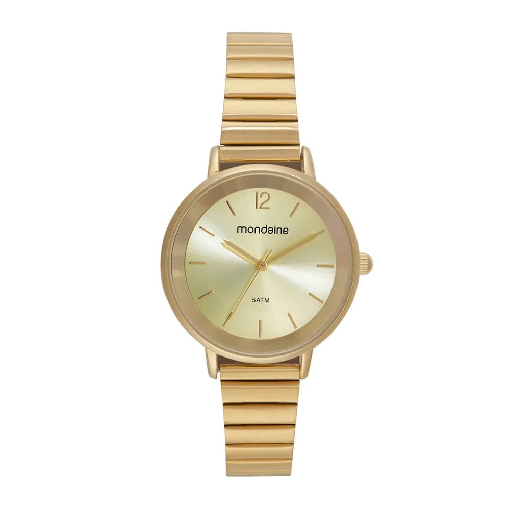 Relógio Mondaine Feminino Dourado Minimalista Visor Champagne Á Prova d'água 32784LPMVDE1