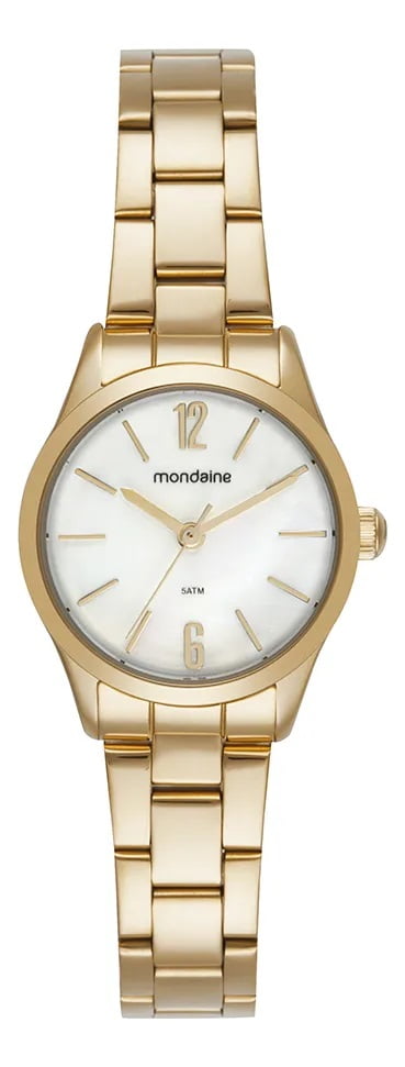 Relógio Mondaine Feminino Dourado Visor Branco Á Prova d´água 99823LPMVDE1