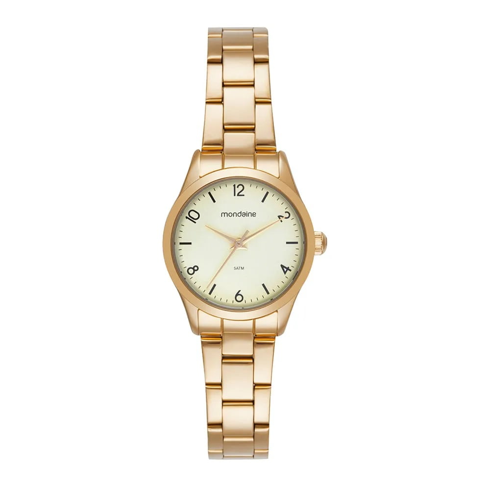 Relógio Mondaine Feminino Dourado Visor Champagne Á Prova d'água 99825LPMVDE1