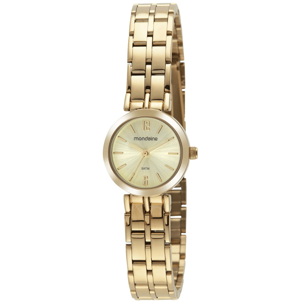 Relógio Mondaine Feminino Dourado Visor Champanhe Pequeno Á Prova d'água 32370LPMVDE1 