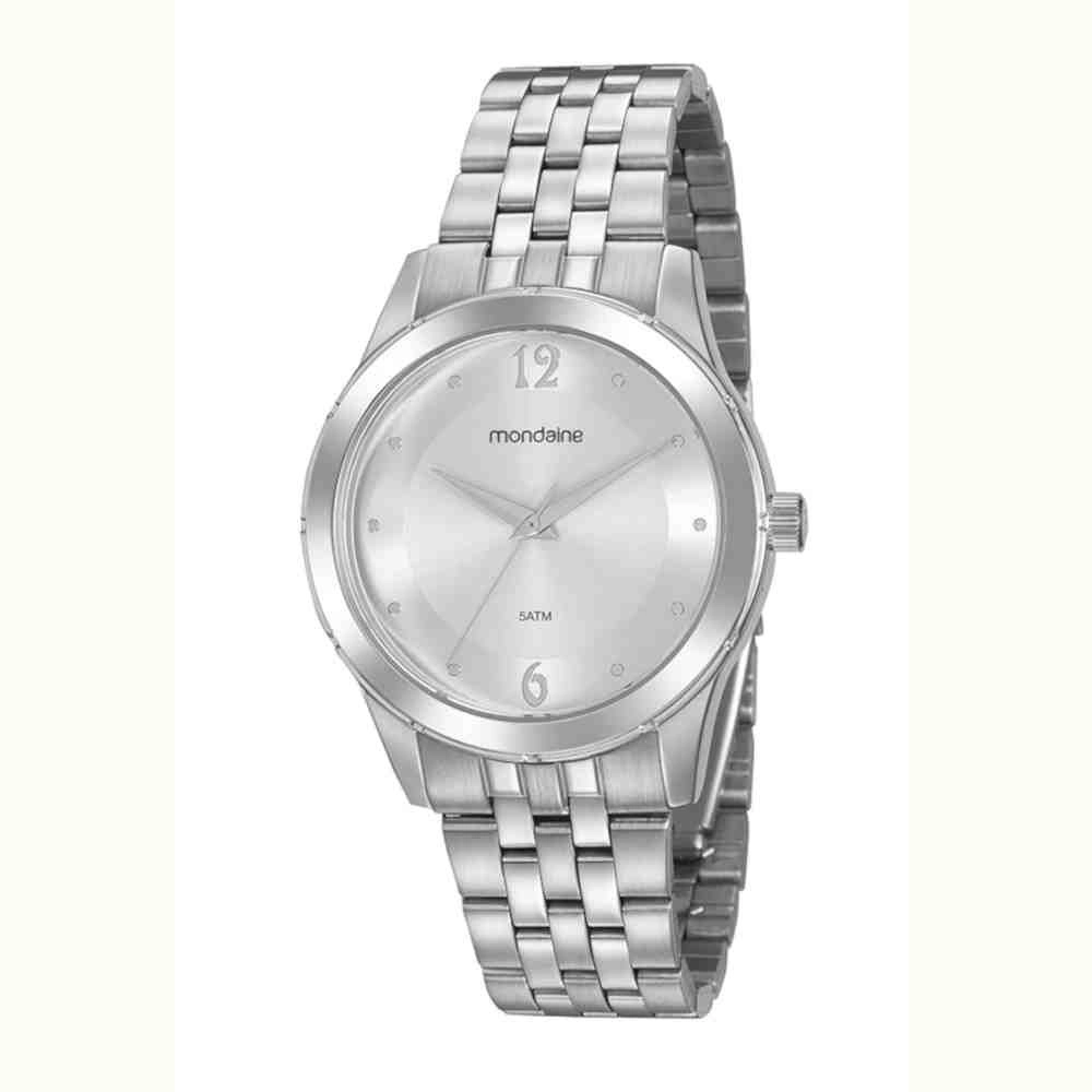 Relógio Mondaine Feminino Prata Com Mostrador Bicolor Prata/Branco 99537L0MVNE1