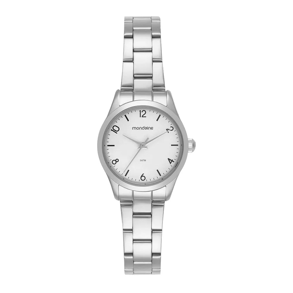 Relógio Mondaine Feminino Prateado Visor Branco Á Prova d'água 99825L0MVNE2