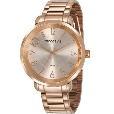 Relógio Mondaine Feminino Rose Todo Numerado Visor Rose Texturizado Á Prova d'água 53657LPMVRE2