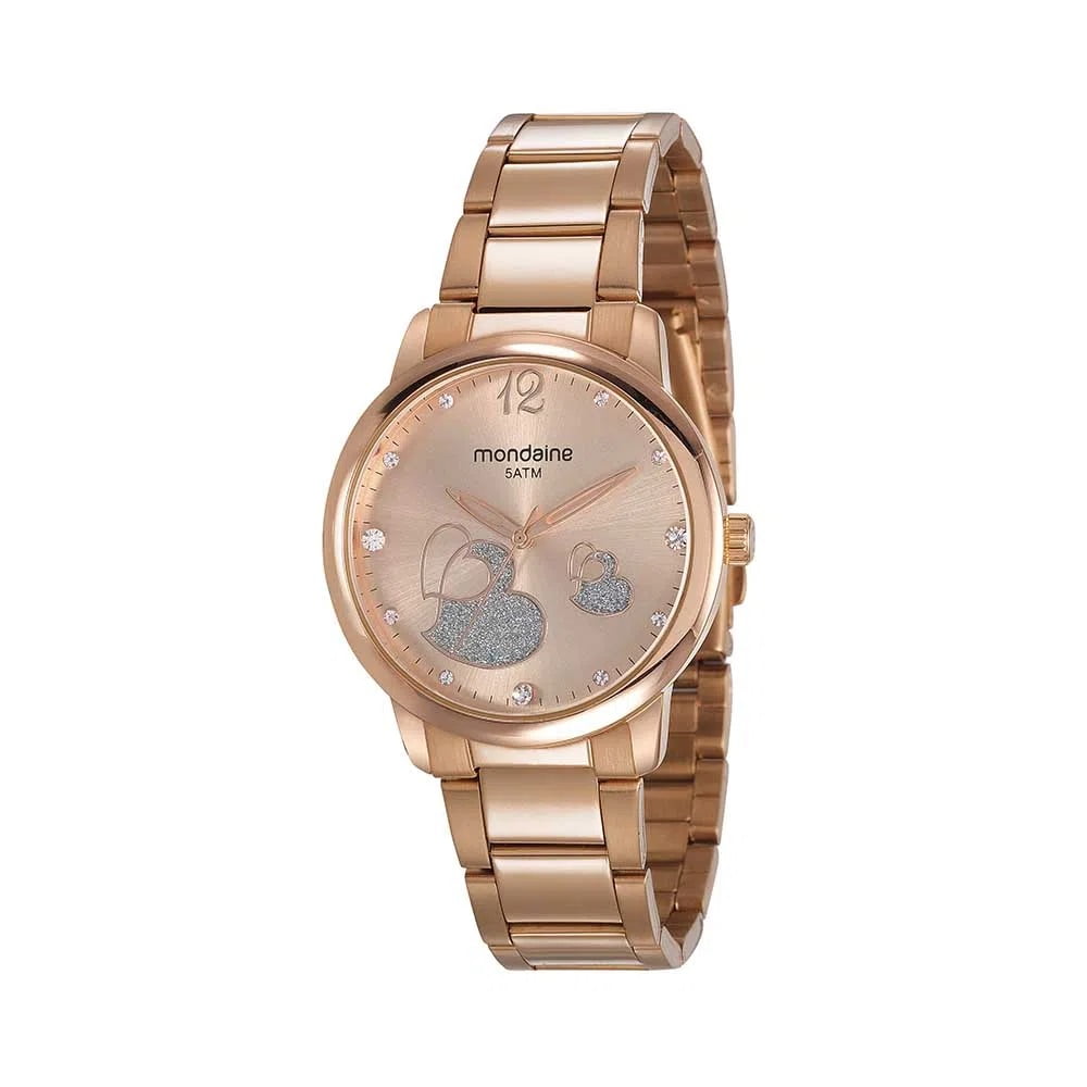 Relógio Mondaine Feminino Rose com Corações 53627LPMVRE2 