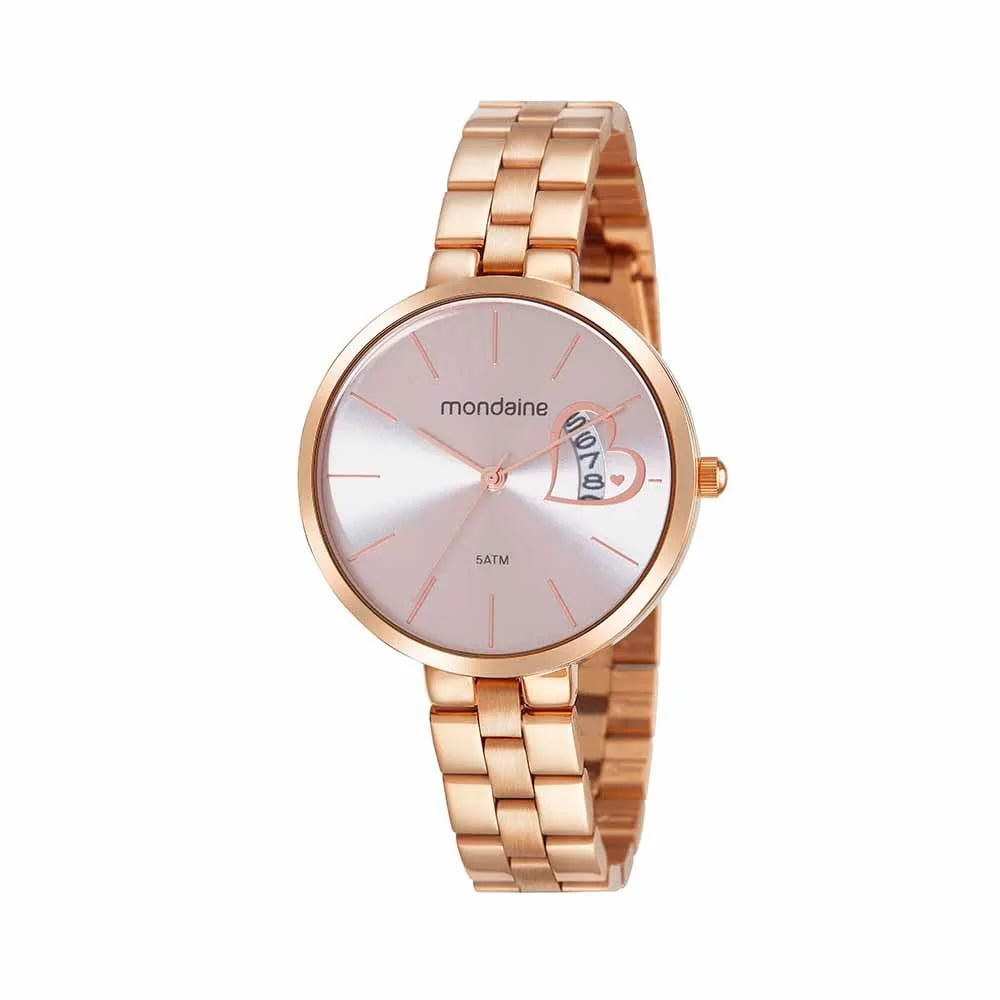 Relógio Mondaine Feminino Rose Minimalista Visor Rose com Calendário Á Prova D'água 32342LPMVRE2 