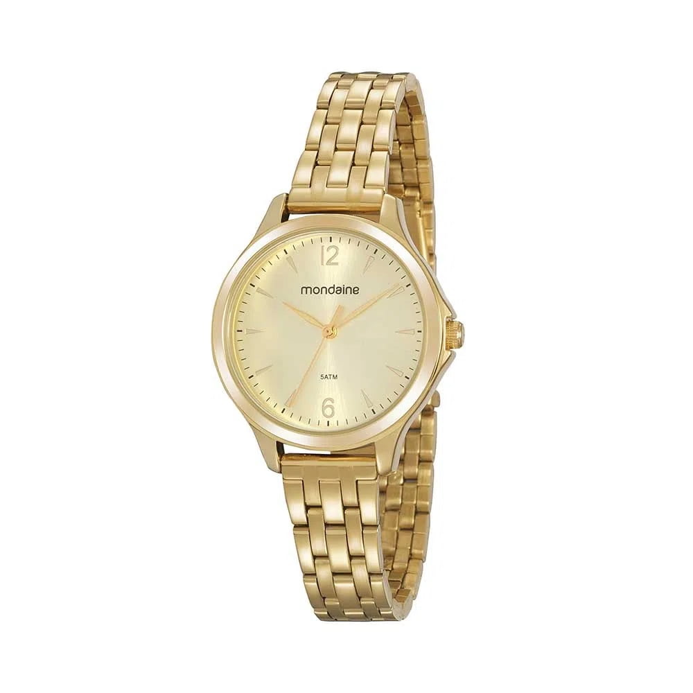 Relógio Mondaine Feminino Social Dourado á Prova D'água 32174LPMVDE1