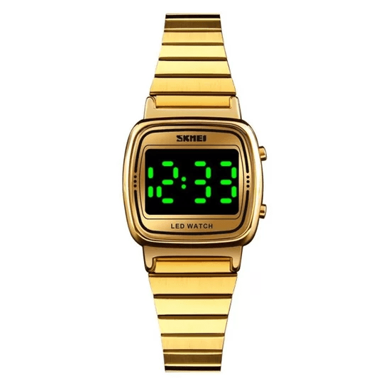 Relógio Skmei Feminino Dourado Digital LED Retro Vintage Mine 1543 