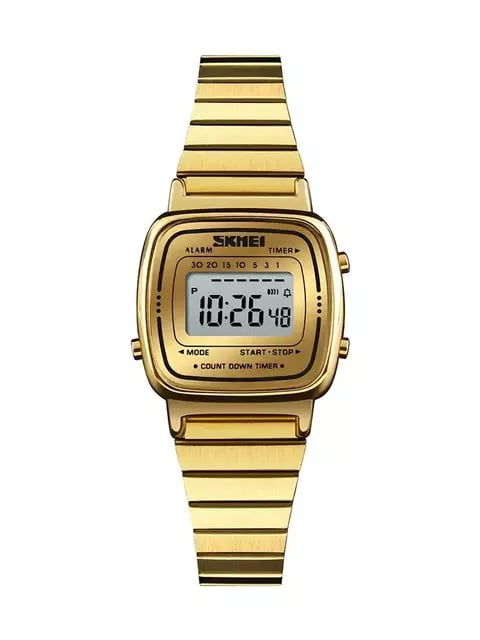 Relógio Skmei Feminino Dourado Digital Retro Vintage Mine 1901
