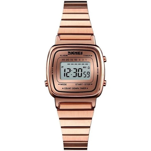 Relógio Skmei Feminino Digital Rose Cromado Retro Vintage Mine 1252