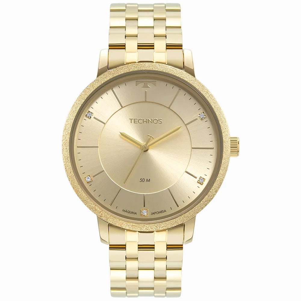 Relógio Technos Feminino Dourado Fashion Brilho Aço Inox 2035MTC/1X