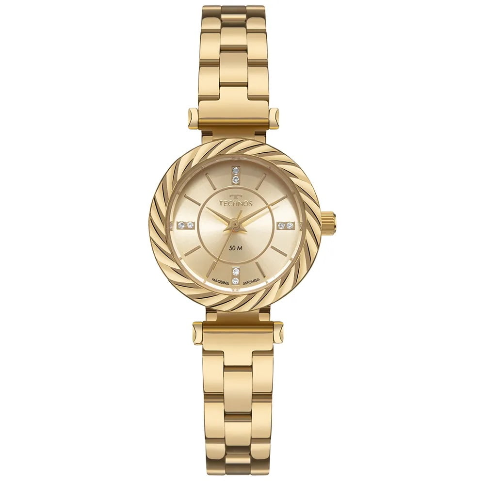 Relógio Technos Feminino Mini Dourado Minimalista  Aço Inoxidável Á Prova D'água 2035NBS/1X