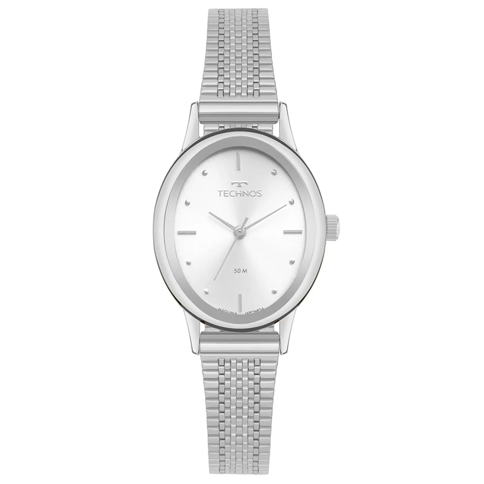 Relógio Technos Style Feminino Prateado Minimalista Maquinário Japonês Aço Inoxidável Á Prova d'água 2035NBI/1K