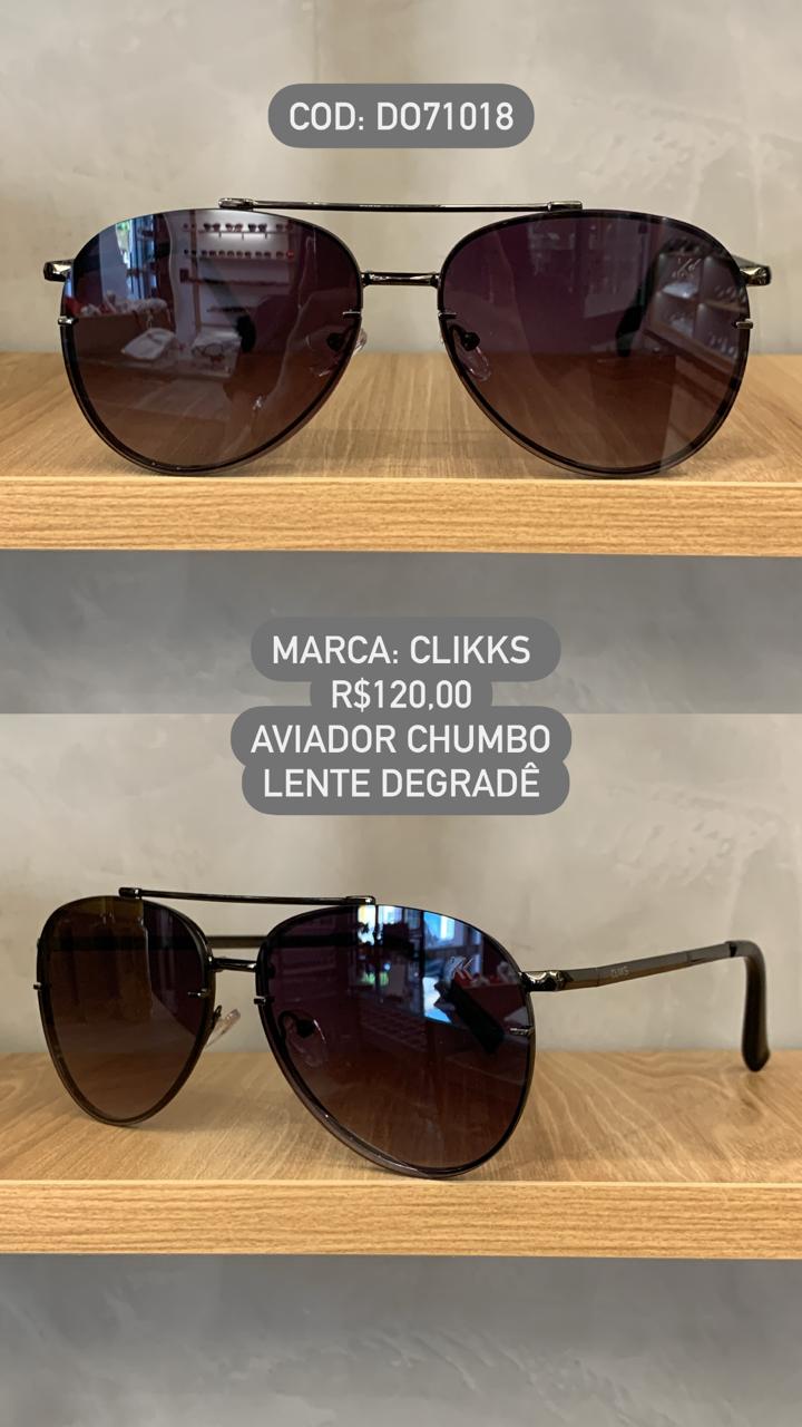 Óculos de Sol Clikks Chumbo Aviador com Lente Degrade em Metal D071018 C1