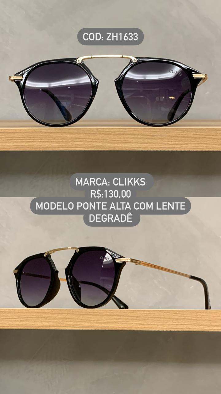 Óculos de Sol Clikks Feminino Dourado Ponte Alta com Lente Degrade em Metal e Acetato ZH1633
