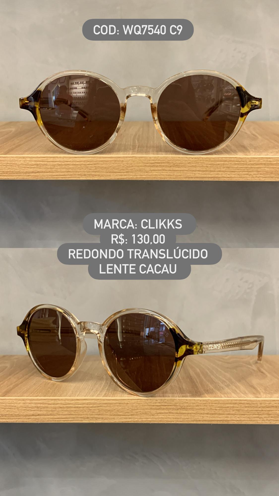 Óculos de Sol Clikks Redondo Translúcido com Lente Cacau WQ7540 C9