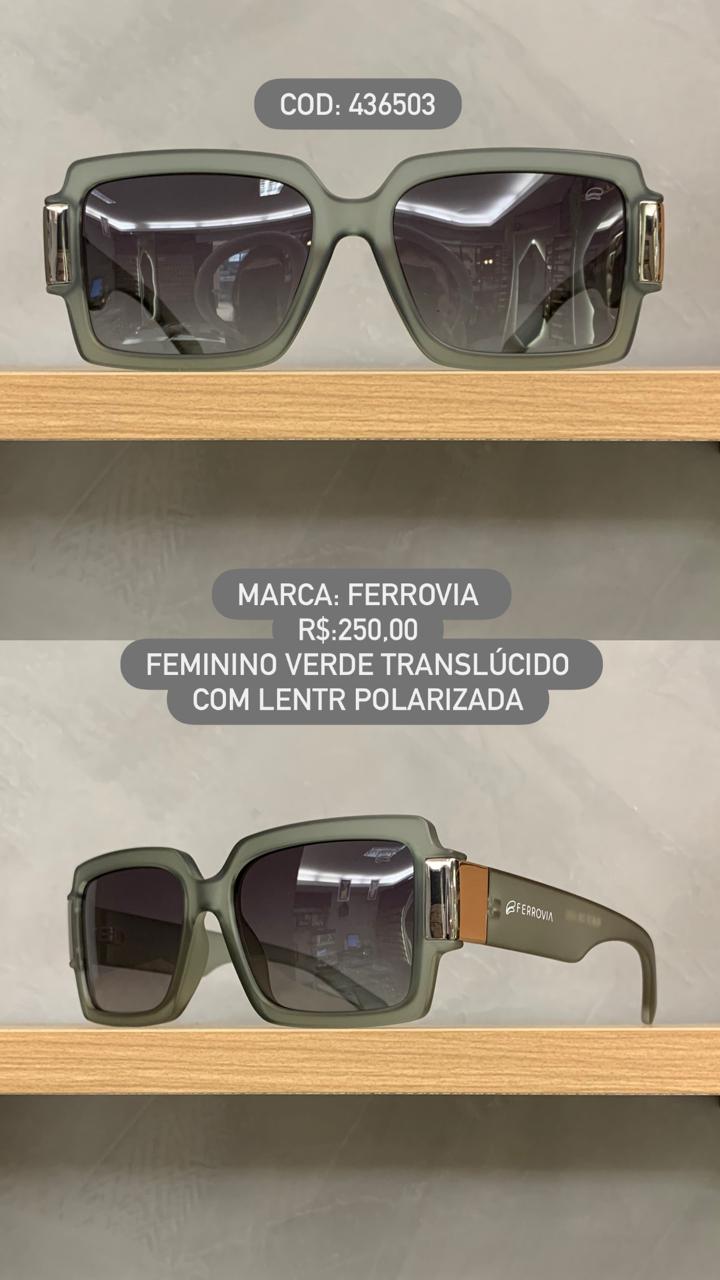 Óculos de Sol feminino Ferrovia Verde Translucido com Lente Polarizada Acetato 436503