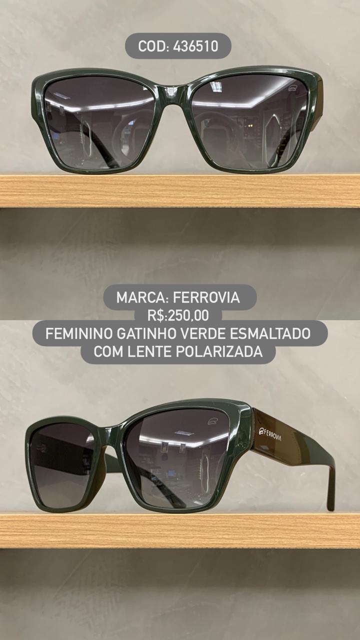 Óculos de Sol Feminino Gatinho Verde Esmaltado com Lente Polarizada Acetato 436510