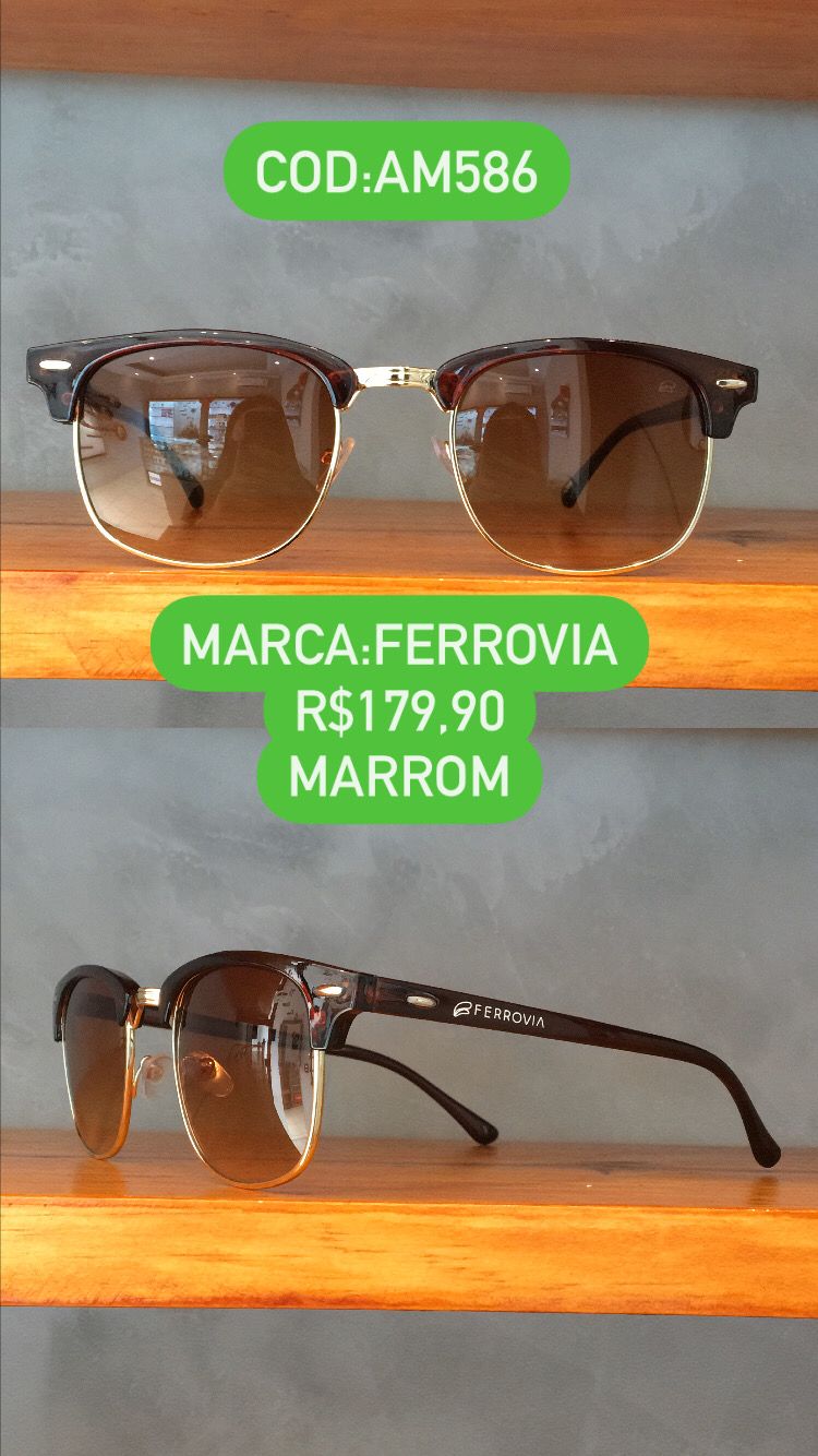 Óculos de Sol Feminino Marrom Acetato Ferrovia - AM586