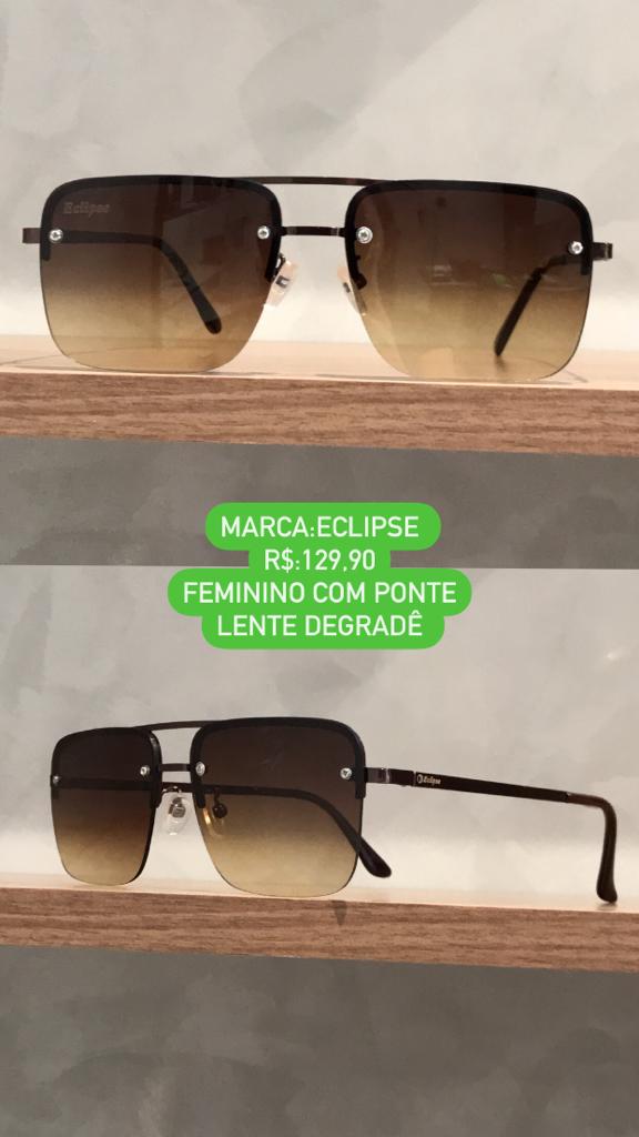 Óculos de Sol Eclipse Feminino Quadrado Metal Lente Degrade 576