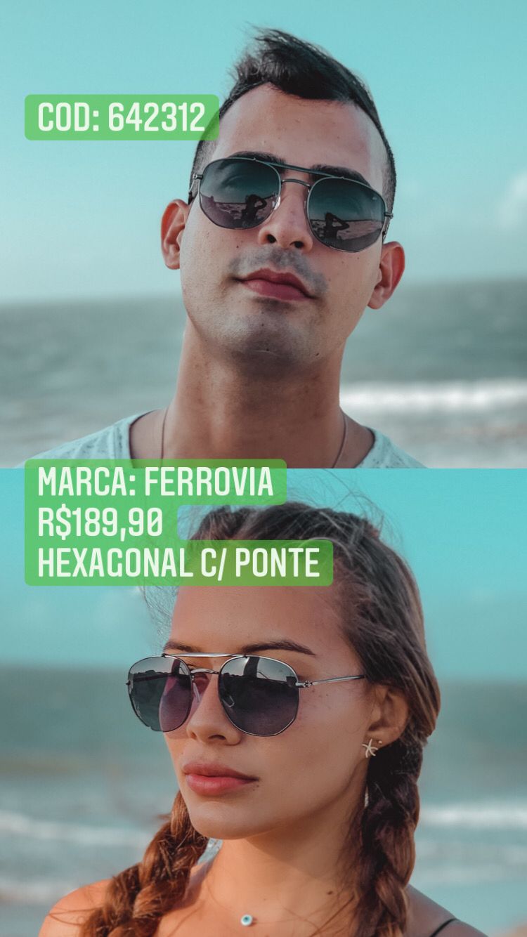 Óculos de Sol Hexagonal Com Ponte Retrô Polarizado Chumbo Com Lente Degrade Ferrovia - 642312 