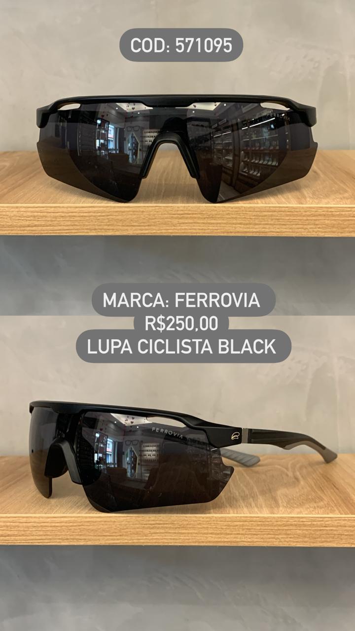 Óculos de Sol Ferrovia Esportivo Ciclismo Lupa Preto em Acetato 571095