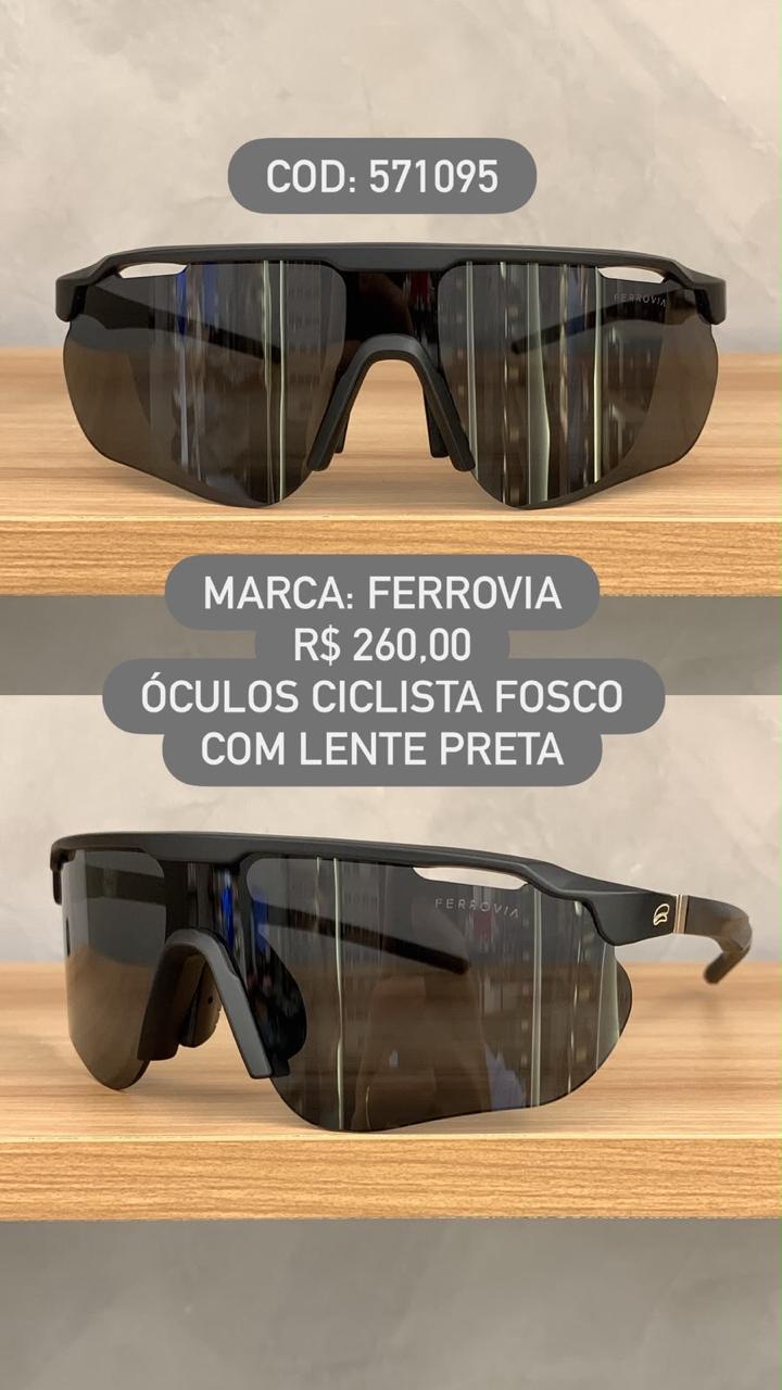 Óculos de Sol Ferrovia Esportivo Ciclismo Lupa Preto em Acetato 571095