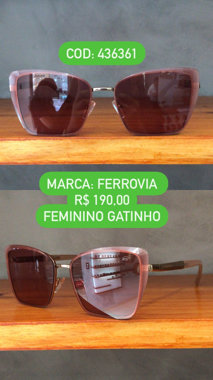 Óculos De Sol Ferrovia Feminino Gatinho Armação Rosa 436361