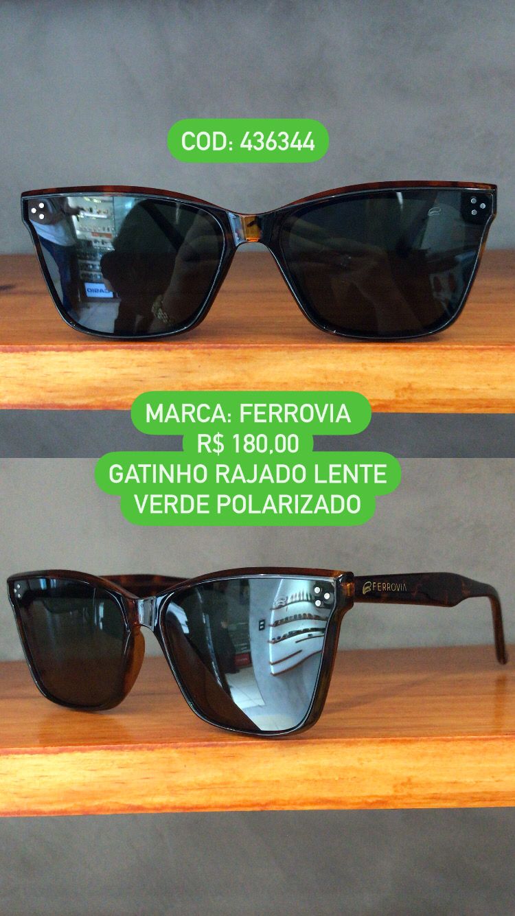 Óculos de Sol Ferrovia Feminino Gatinho Rajado Polarizado 436344