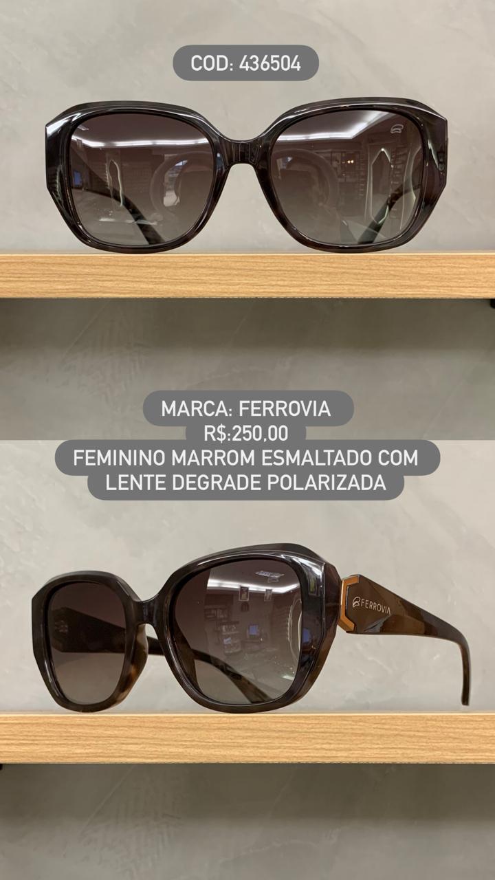Óculos de Sol Ferrovia Feminino Marrom Esmaltado com Lente Degrade polarizada em Acetato 436504