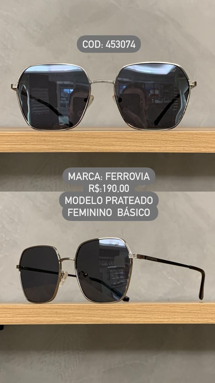 Óculos de Sol Ferrovia Feminino Prateado Style em Metal 453074