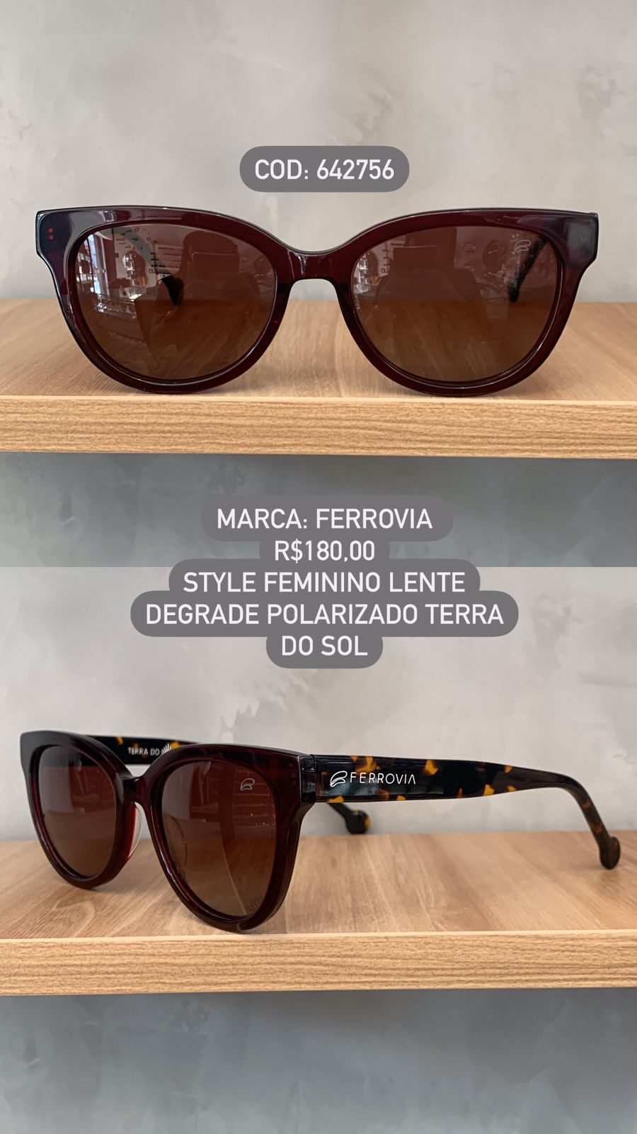 Óculos de Sol Ferrovia Feminino Rajado Esmaltado Style Quadrado Lente Degrade Acetato Polarizado Linha Terra do Sol 642756