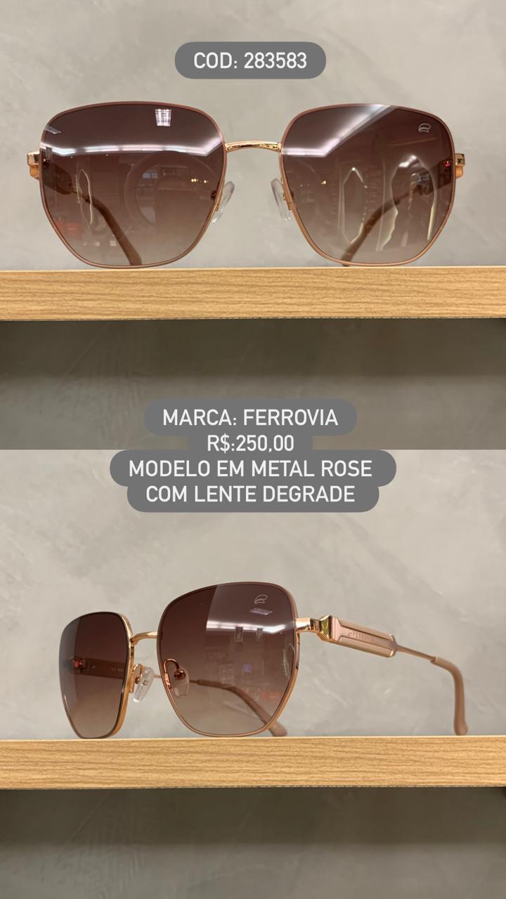 Óculos de Sol Ferrovia Feminino Style Dourado Lente Degrade em Metal 283583