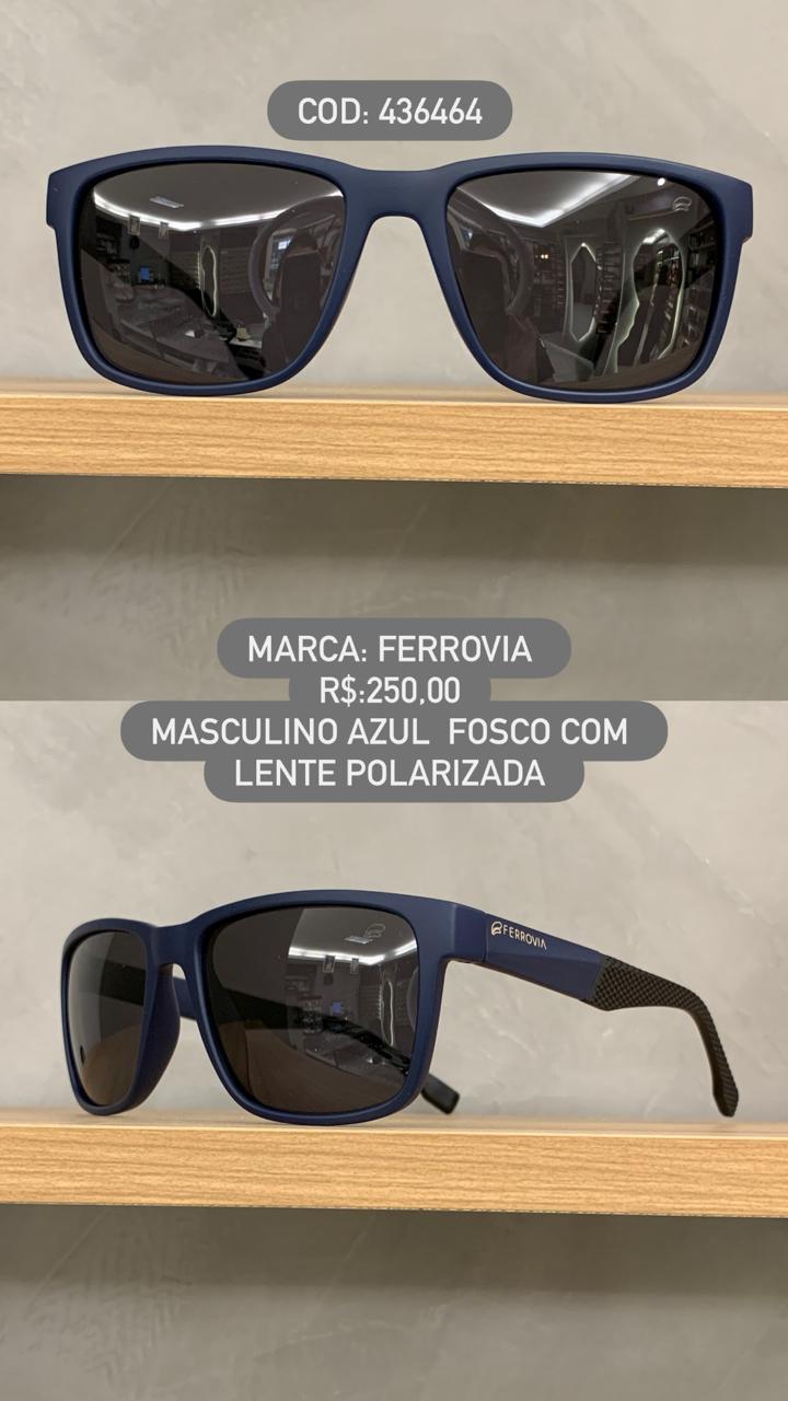 Óculos de Sol Ferrovia Masculino Azul Fosco com Lente Polarizada em Acetato 436464