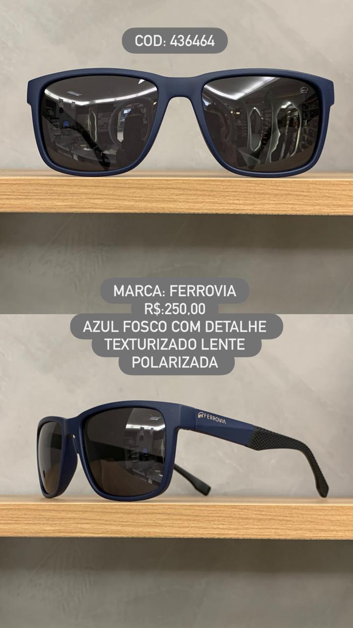 Óculos de Sol Ferrovia Masculino Azul Fosco com Lente Polarizada em Acetato 436464