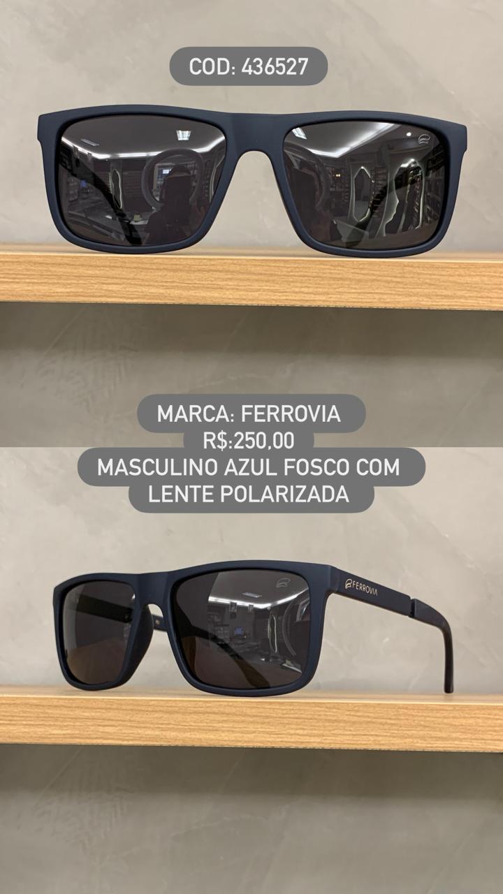 Óculos de Sol Ferrovia Masculino Azul Fosco com lente Polarizada em Acetato 436527