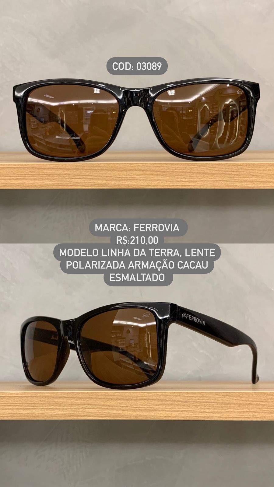 Óculos de Sol Ferrovia Masculino Cacau Esmaltado Quadrado Lente Cacau Acetato Polarizado Linha da Terra Feito a Mão 03089_