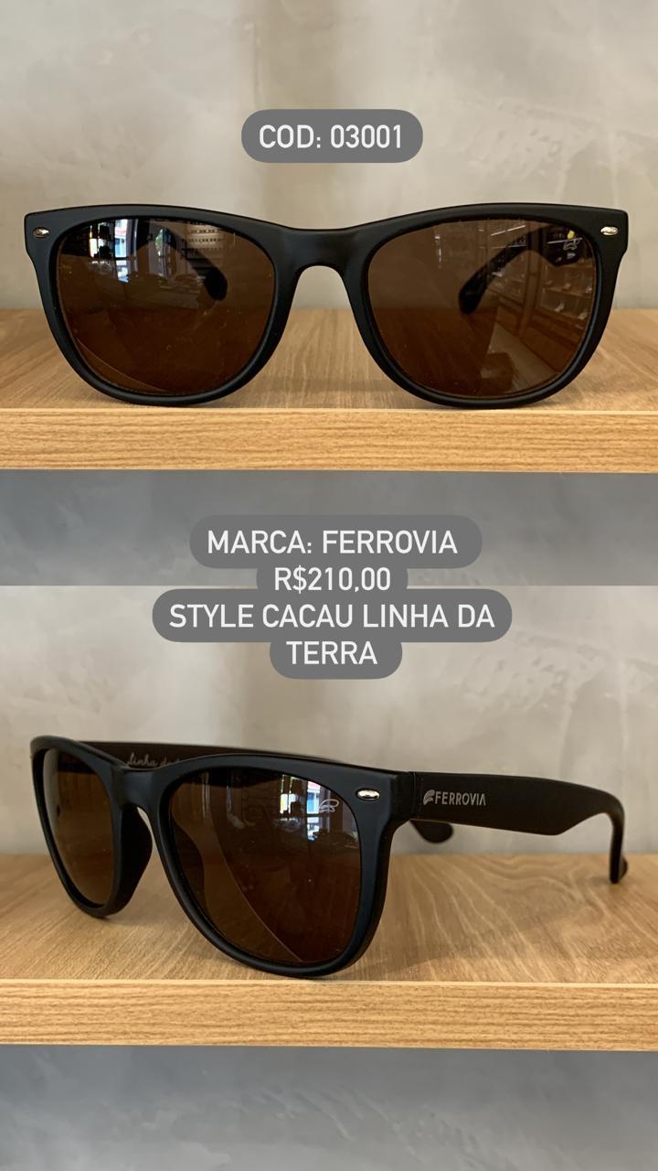 Óculos de Sol Ferrovia Masculino Cacau Fosco Quadrado Lente Cacau Acetato Linha Terra Feito a Mão 03001