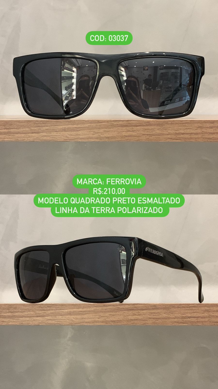 Óculos de Sol Ferrovia Masculino Preto Esmaltado Quadrado Acetato Polarizado Linha Da Terra Feito a Mão 03037
