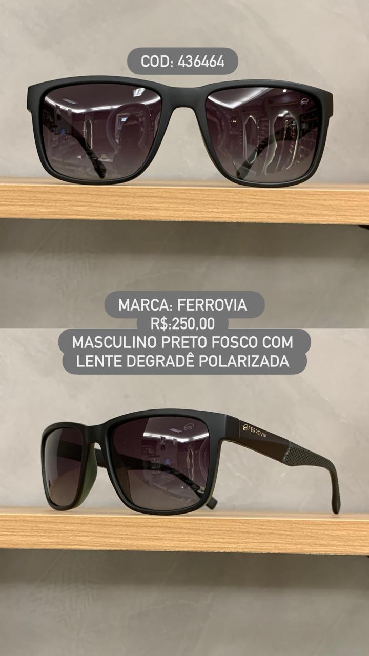 Óculos de Sol Ferrovia Masculino Preto Fosco com Lente degrade Polarizada em Acetato 436464