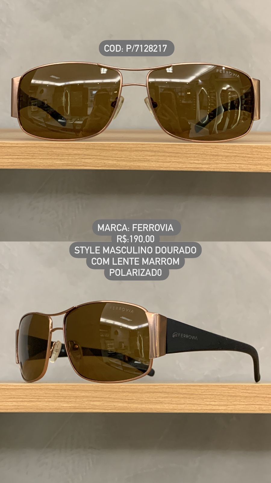 Óculos de Sol Ferrovia Masculino Style Polarizado Lente Marrom Metal e Acetato P/7128217