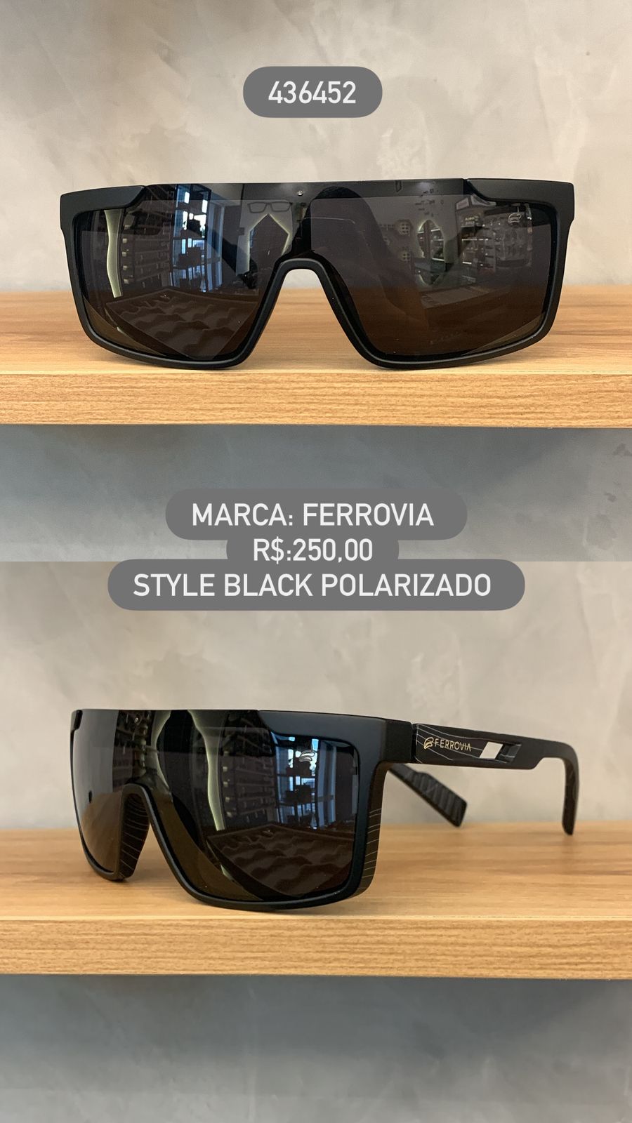 Óculos de Sol Ferrovia Masculino Style Preto Polarizado 436452
