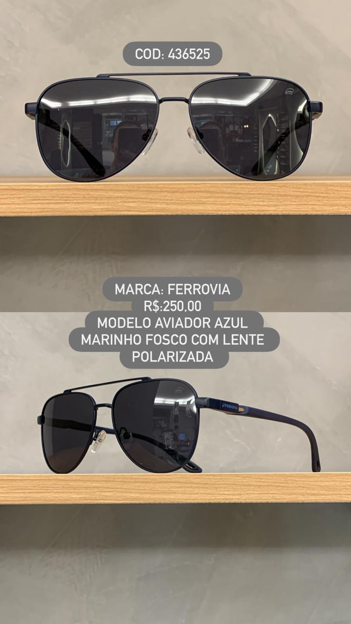 Óculos de Sol Ferrovia Preto Fosco Aviador com Lente Preta Degrade Polarizado em Metal M6045P