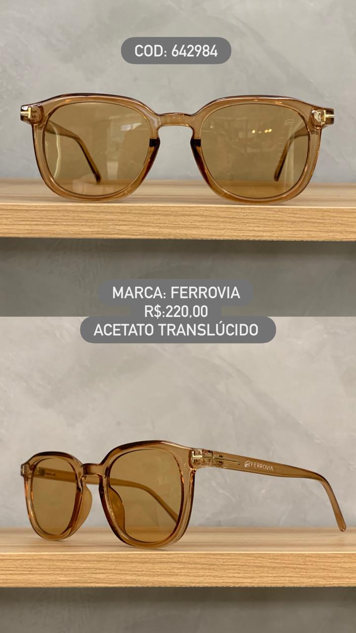 Óculos de Sol Ferrovia Translucido Amarelo com Lente Translúcida Degrade em Acetato 642984