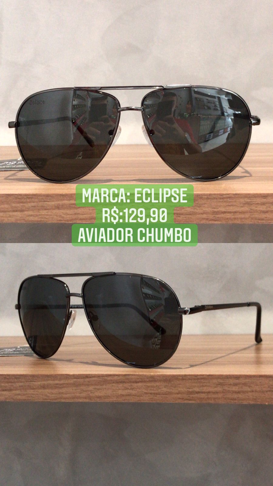 Óculos de Sol Aviador Retrô Chumbo Metal Eclipse HT2126P