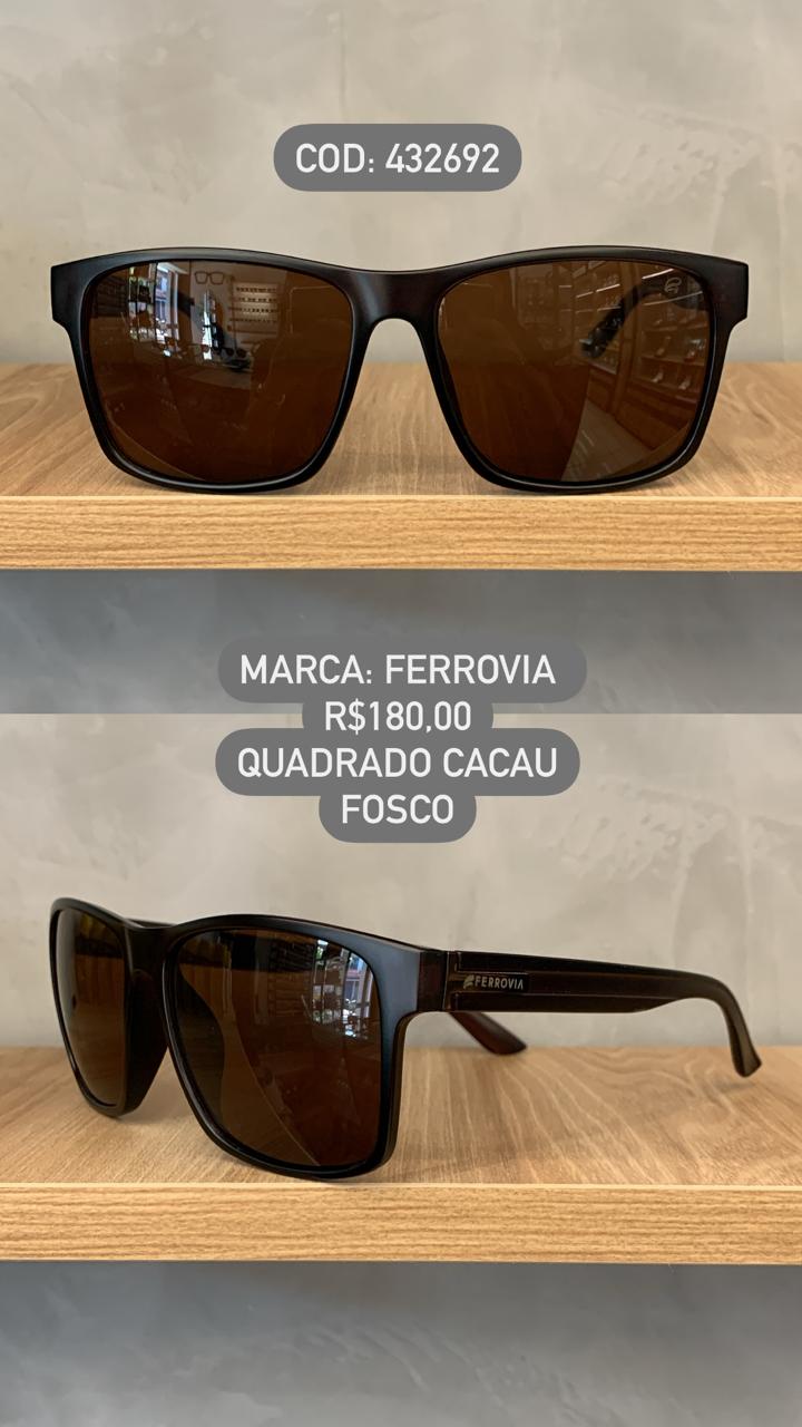 Óculos de Sol Ferrovia Masculino Cacau Fosco Quadrado com Lente Cacau Acetato 432692