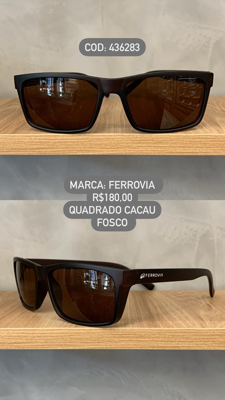 Óculos de Sol Ferrovia Masculino Cacau Fosco Quadrado Lente Cacau Acetato 436283