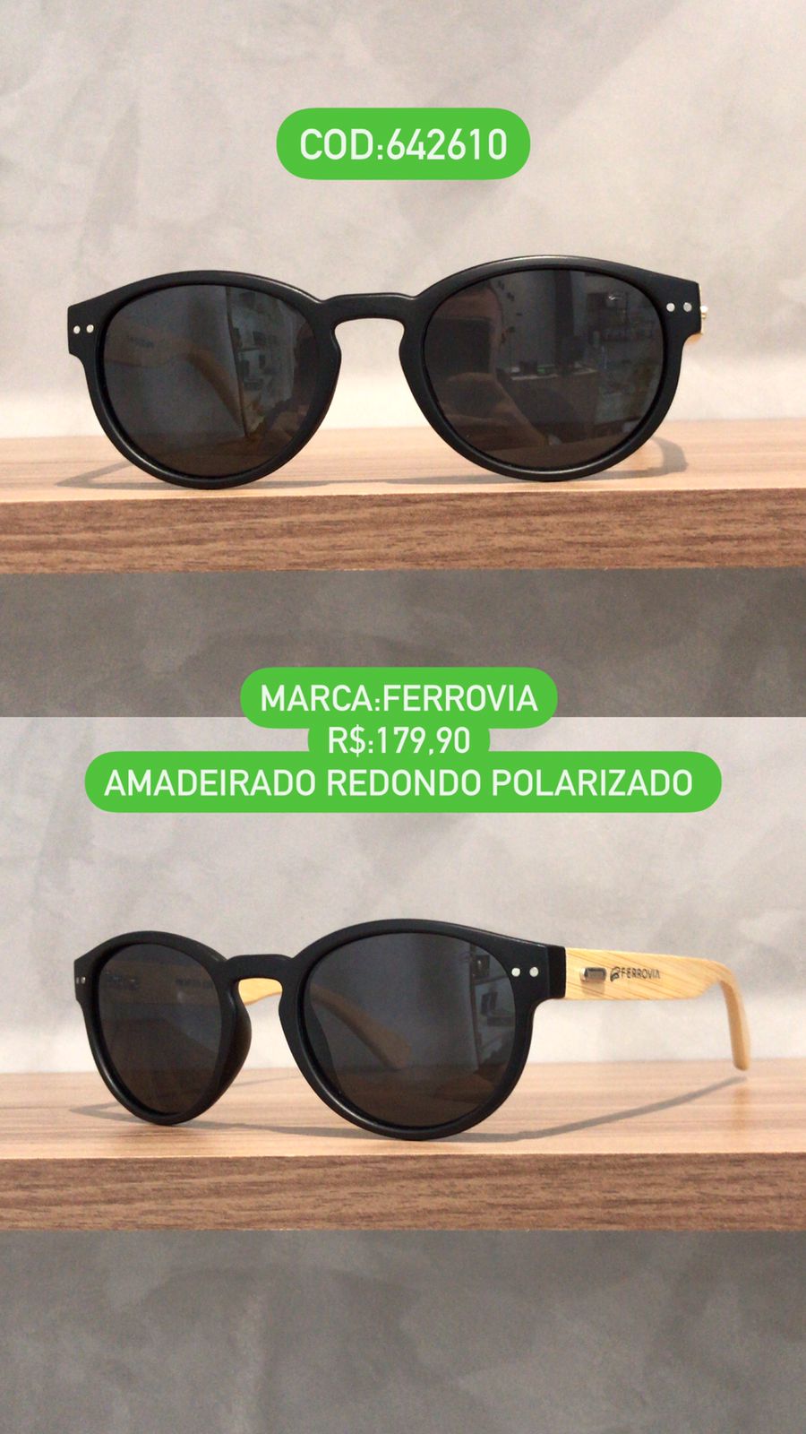 Óculos de Sol de Acetato com Madeira