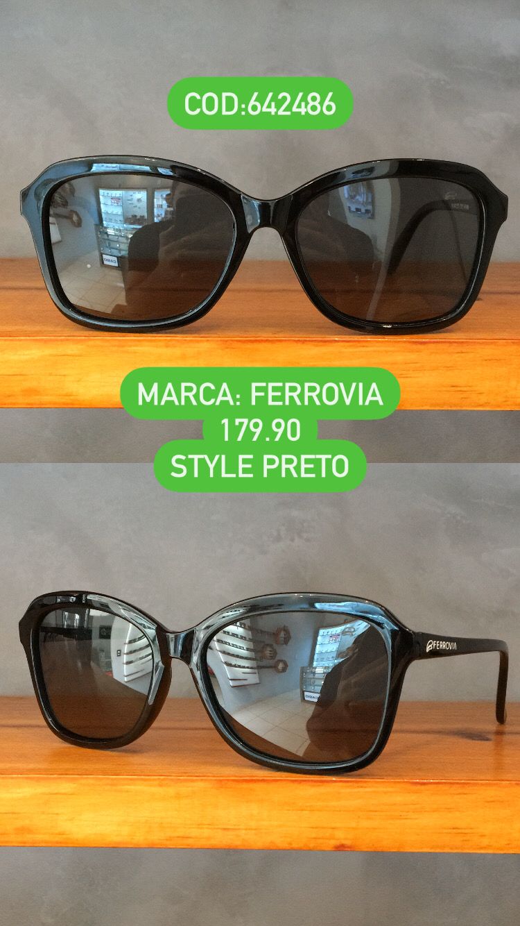 Óculos De Sol Polarizado Acetato Feminino Style Com Armação Preta Ferrovia 642486